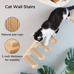 FUKUMARU Solid Rubber Wood Wall Mounted Cat Wall Climber Shelf, Brown slide 2 of 6