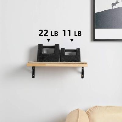 Show full view: FUKUMARU Solid Rubber Wood Wall Mounted Cat Wall Shelf with Sisal Mat, Brown slide 4 of 8