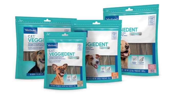 VIRBAC C.E.T. VeggieDent Fr3sh Dental Chews for Small Dogs, 60