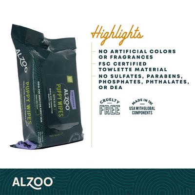Show full view: ALZOO Plant Based Puppy Dog Grooming Wipes, 100 count slide 6 of 8