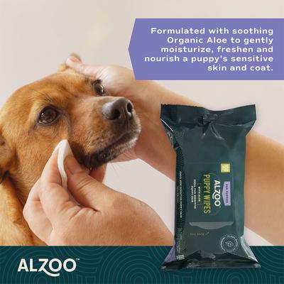 Show full view: ALZOO Plant Based Puppy Dog Grooming Wipes, 100 count slide 5 of 8