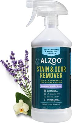 Show full view: ALZOO Stain & Odor Remover Dog & Cat Deodorizer Spray, Lavender Vanilla, 32-fl oz bottle slide 3 of 9