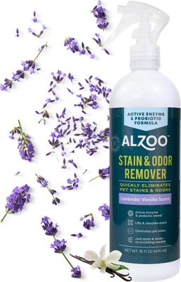 Show full view: ALZOO Stain & Odor Remover Dog & Cat Deodorizer Spray, Lavender Vanilla, 16-fl oz bottle slide 2 of 8