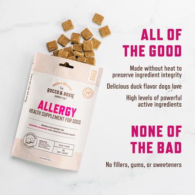 Show full view: Rocco & Roxie Supply Co. Duck Flavored Allergy Soft Chew Supplement for Dogs, 60 count slide 5 of 9