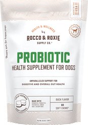 Rocco & Roxie Supply Co. Duck Flavored Probiotic Digestive Aid Soft Chew Supplement for Dogs, 60 count