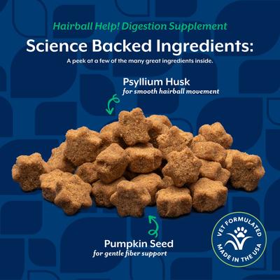 Show full view: NaturVet Hairball Help! Digestion Pumpkin Flavored Soft Chew Supplements for Cats, 100 count slide 5 of 9