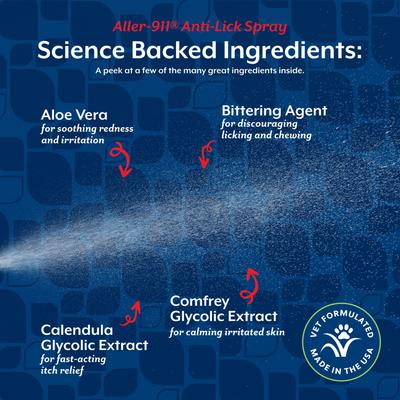 Show full view: NaturVet Aller-911 Anti-Lick Spray with Aloe Vera for Dogs & Cats, 8-fl oz bottle slide 5 of 11