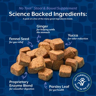 Show full view: NaturVet No Toot Stool & Bowel Bacon & Chicken Flavored Supplement for Dogs, 70 count slide 5 of 10