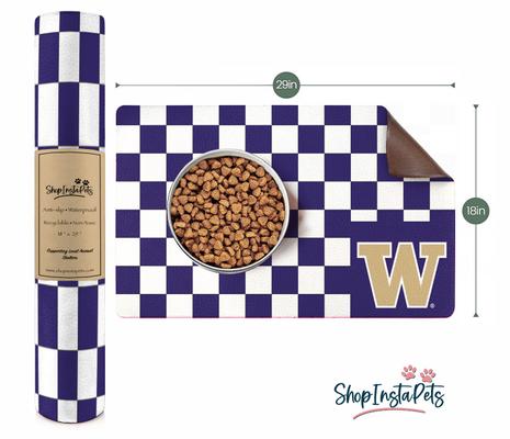 Show full view: ShopInstaPets Washington Huskies Food & Water Bowl Placemat, Purple, One Size slide 2 of 3