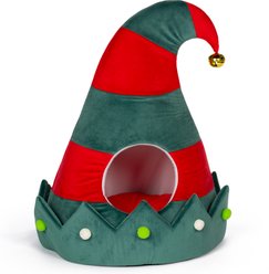 Prevue Pet Products Jingle's Elf Cap Hideaway Cat Bed, Green
