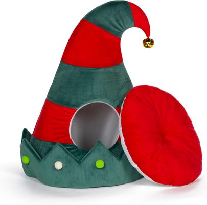 Show full view: Prevue Pet Products Jingle's Elf Cap Hideaway Cat Bed, Green slide 2 of 4