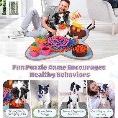 Show full view: HOMAGICO Snuffle Mat Interactive Puzzle Dog, Cat & Rabbit Toy, Large: 32x20-in, Red slide 6 of 8