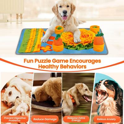 Show full view: HOMAGICO Snuffle Mat Interactive Puzzle Dog, Cat & Rabbit Toy, Large: 32x20-in, Blue slide 7 of 9