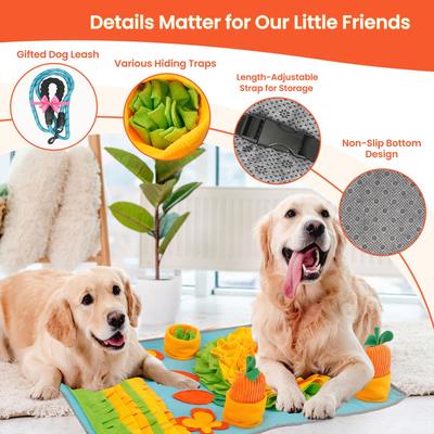 Show full view: HOMAGICO Snuffle Mat Interactive Puzzle Dog, Cat & Rabbit Toy, Large: 32x20-in, Blue slide 5 of 9