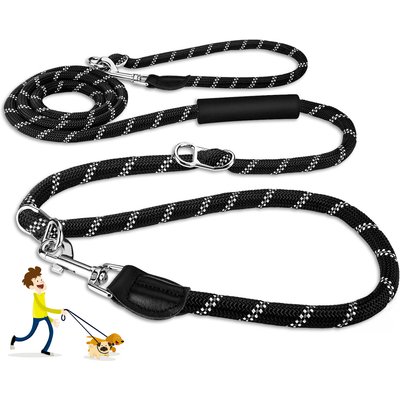 SlowTon SlowTon Hands-Free Nylon Dog Leash, 10-ft long, 1/2-in wide, Black