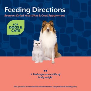 NaturVet Brewers Dried Yeast Skin & Coat Supplement Tablets for Dogs & Cats, 1000 count