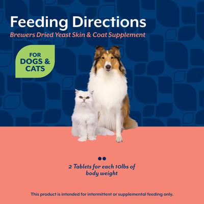 Show full view: NaturVet Brewers Dried Yeast Skin & Coat Supplement Tablets for Dogs & Cats, 1000 count slide 7 of 9