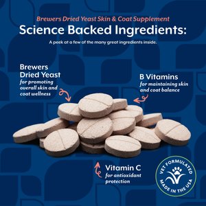 NaturVet Brewers Dried Yeast Skin & Coat Supplement Tablets for Dogs & Cats, 1000 count