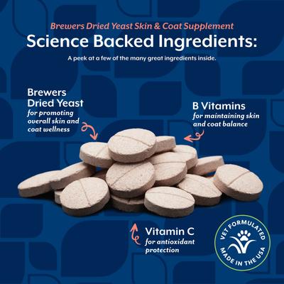 Show full view: NaturVet Brewers Dried Yeast Skin & Coat Supplement Tablets for Dogs & Cats, 1000 count slide 6 of 9