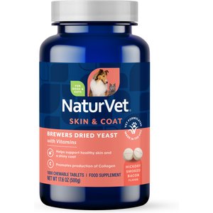 NaturVet Brewers Dried Yeast Skin & Coat Supplement Tablets for Dogs & Cats, 1000 count