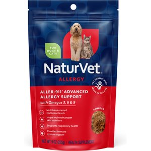 NaturVet Aller-911 Allergy Aid Supplement Powder for Dogs & Cats, 9-oz bag