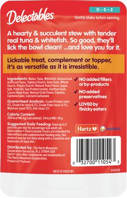 Show full view: Hartz Delectables Lickable Treat Stew Tuna & Whitefish Lickable Cat Treats, 1.4-oz, case of 12 slide 8 of 13