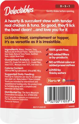 Show full view: Hartz Delectables Lickable Treat Stew Chicken & Tuna Lickable Cat Treats, 1.4-oz, case of 12 slide 8 of 13