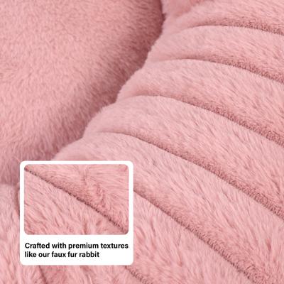 Show full view: LFC PETS Donut Bolster Dog & Cat Bed with Removable Cover, Pink, Medium slide 6 of 11