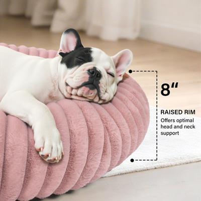 Show full view: LFC PETS Donut Bolster Dog & Cat Bed with Removable Cover, Pink, Medium slide 5 of 11
