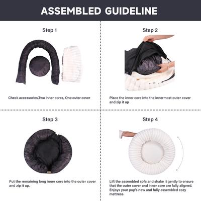 Show full view: LFC PETS Donut Bolster Dog & Cat Bed with Removable Cover, Milky White, Large slide 9 of 11