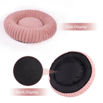 Show full view: LFC PETS Donut Bolster Dog & Cat Bed with Removable Cover, Pink, Medium slide 9 of 11