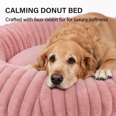 Show full view: LFC PETS Donut Bolster Dog & Cat Bed with Removable Cover, Pink, Medium slide 8 of 11