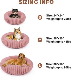 LFC PETS Donut Bolster Dog & Cat Bed with Removable Cover, Pink, Large slide 2 of 9