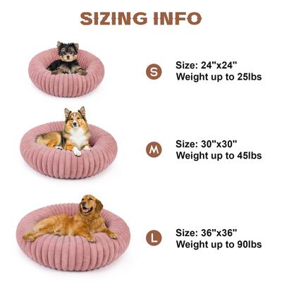 Show full view: LFC PETS Donut Bolster Dog & Cat Bed with Removable Cover, Pink, Medium slide 3 of 11