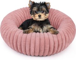 LFC PETS Donut Bolster Dog & Cat Bed with Removable Cover, Pink, Small
