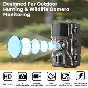Bueteka Waterproof Trail Wildlife Outdoor Pet Camera with Night Vision, Camouflage