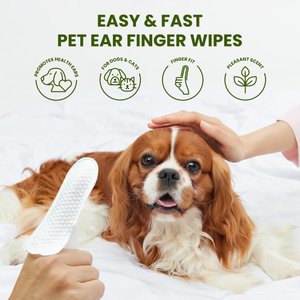 PawSono Dog & Cat Finger Ear Wipes, 50 count