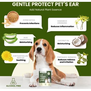 PawSono Dog & Cat Finger Ear Wipes, 50 count