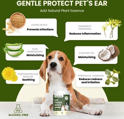Show full view: PawSono Dog & Cat Ear Finger Cleaner Wipes, 50 count slide 3 of 9
