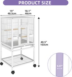 Wooflex Metal Parrot Cage with Rolling Stand & Castor Wheels, 41-in, White slide 2 of 7