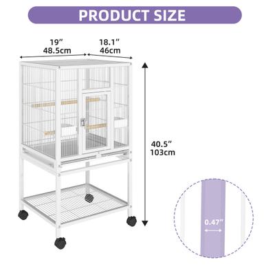 Show full view: Wooflex Metal Parrot Cage with Rolling Stand & Castor Wheels, 41-in, White slide 2 of 8