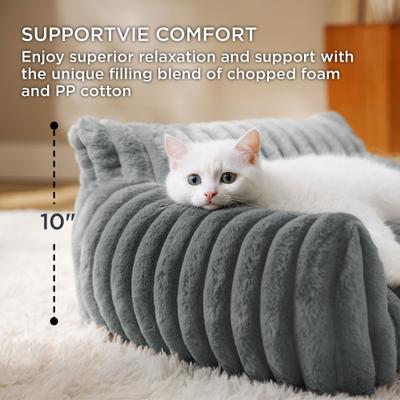 Show full view: Bedsure Corduroy Fleece Dog Sofa Bed with Removable Cover, Warm Grey, Small slide 4 of 9