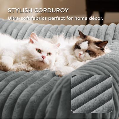 Show full view: Bedsure Corduroy Fleece Dog Sofa Bed with Removable Cover, Warm Grey, Small slide 5 of 9