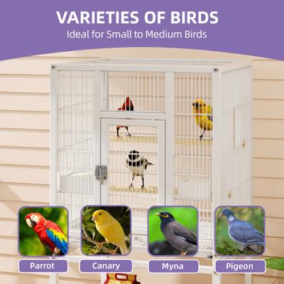 Show full view: Wooflex Metal Parrot Cage with Rolling Stand & Castor Wheels, 41-in, White slide 4 of 8