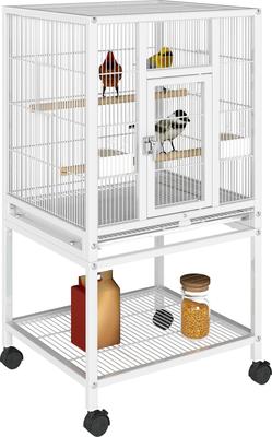 Show full view: Wooflex Metal Parrot Cage with Rolling Stand & Castor Wheels, 41-in, White slide 7 of 8
