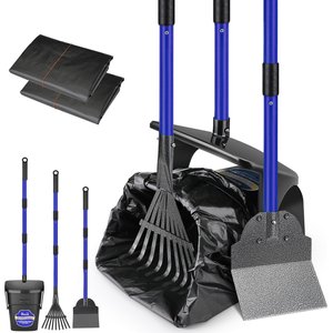 SlowTon Metal Swivel Bin & Rake & Spade Dog Pooper Scooper Set