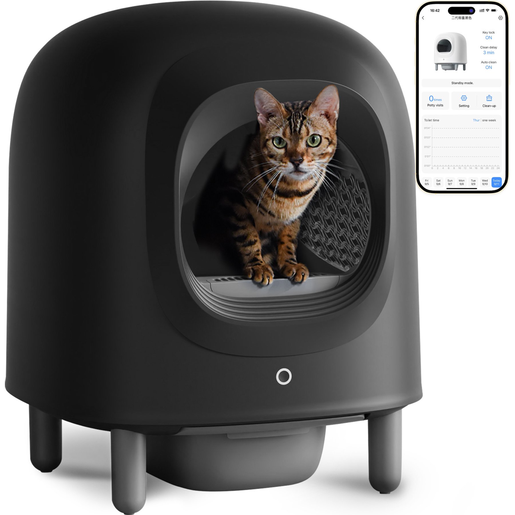 Open Air Little Robot Cat Litter Box Litter-Robot Self-Cleaning