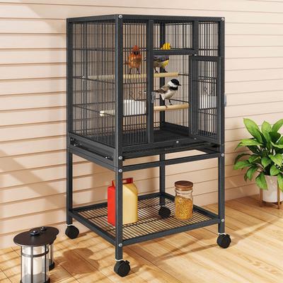 Show full view: Wooflex Metal Parrot Cage with Rolling Stand & Castor Wheels, 41-in, Black slide 3 of 9