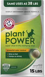Arm & Hammer Litter Plant Power Unscented Lightweight Clumping Wheat Cat Litter, 15-lb bag