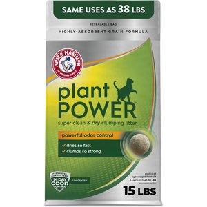 Arm & Hammer Litter Plant Power Unscented Lightweight Clumping Wheat Cat Litter, 15-lb bag